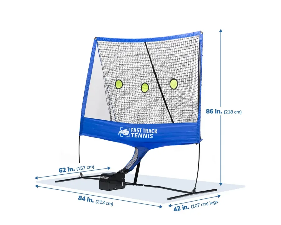 Fast Track Tennis Feedback System dimensions: 3m wide by 6m long setup area